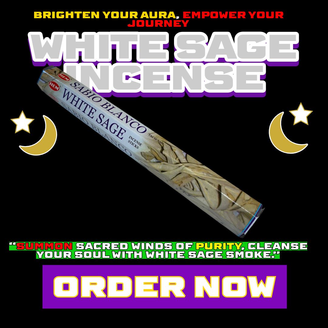 White Sage Incense box with 20 sticks – powerful spiritual cleansing incense for smudging, aura clearing, air purification, and energy renewal from Dallas Psychic & Crystals.