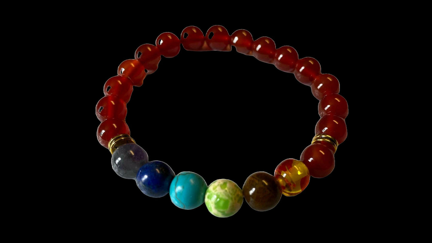 7 Chakra Bracelet / Red Agate Bracelet DALLAS PSYCHIC AND CRYSTALS