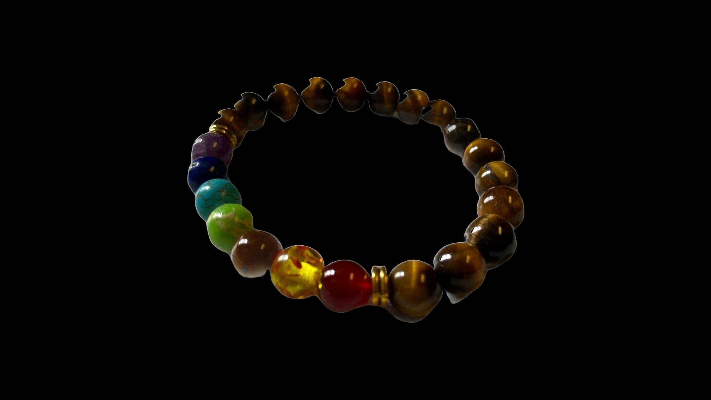 7 Chakra Bracelet / Tiger Eye Bracelet DALLAS PSYCHIC AND CRYSTALS