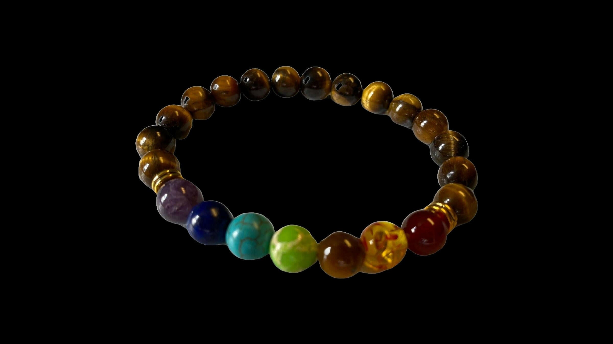 7 Chakra Bracelet / Tiger Eye Bracelet DALLAS PSYCHIC AND CRYSTALS
