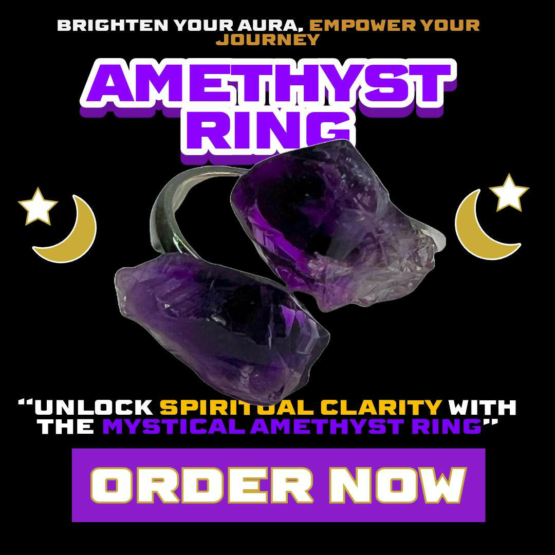 Amethyst crystal ring with raw twin stones on a silver adjustable band – spiritual clarity, third eye activation, and energetic protection jewelry from Dallas Psychic & Crystals.