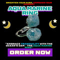 Aquamarine crystal ring with raw twin stones and silver adjustable band – emotional healing, throat chakra energy, and calming crystal jewelry from Dallas Psychic & Crystals.

