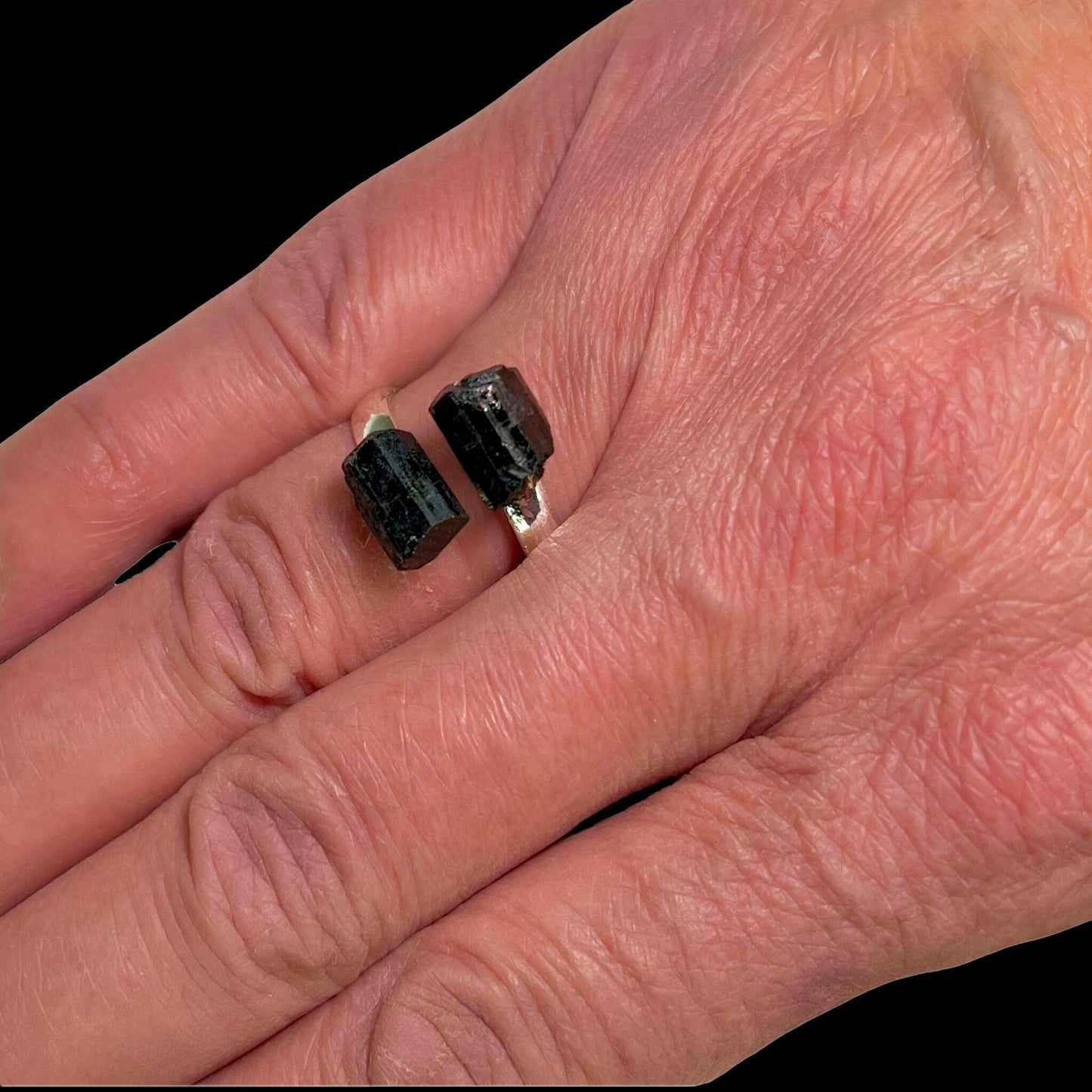 Black Tourmaline Crystal Ring Rings DALLAS PSYCHIC AND CRYSTALS