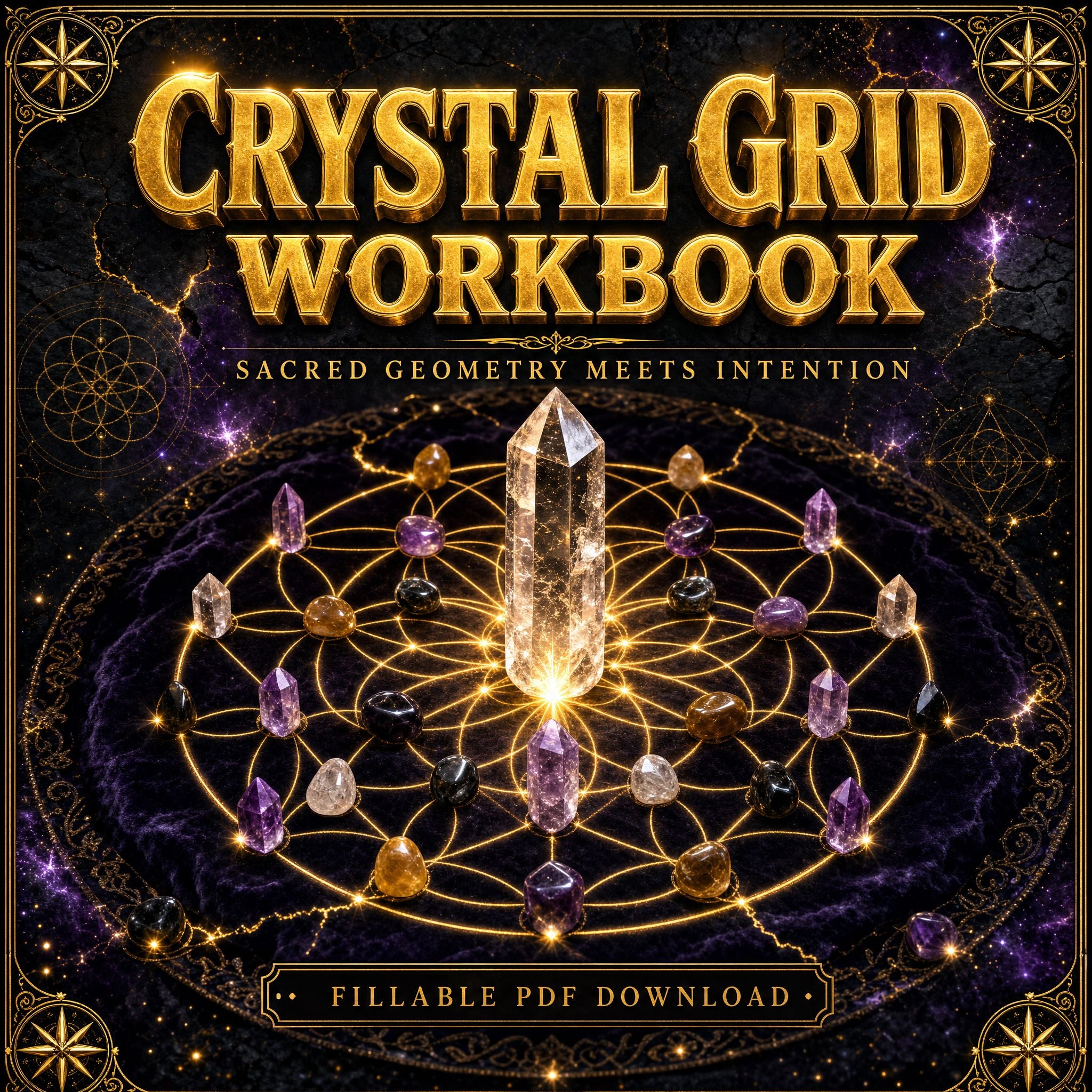 Crystal Grid Workbook (Digital Download, Fillable) Instant Download DALLAS PSYCHIC AND CRYSTALS