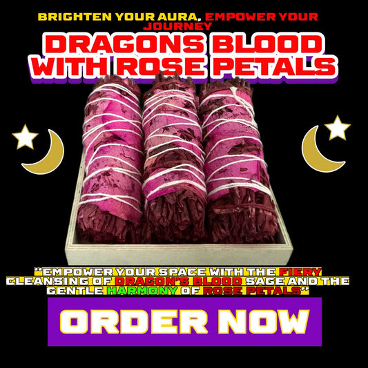 Dragons Blood with Rose Petals Sage (1) 4 inch Dragons Blood Sage 4 " DALLAS PSYCHIC AND CRYSTALS