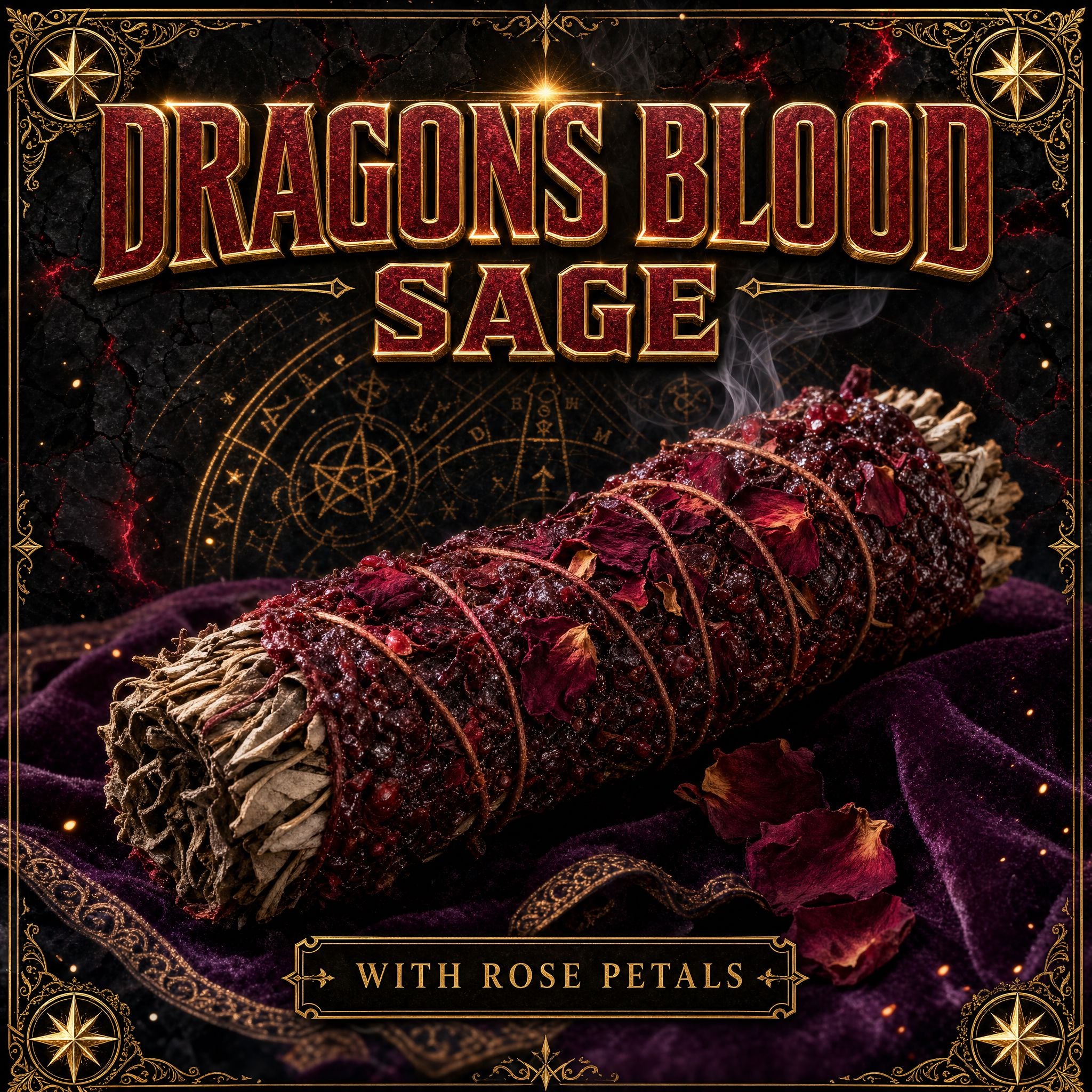 Dragons Blood with Rose Petals Sage 4 inch Dragons Blood Sage 4 " DALLAS PSYCHIC AND CRYSTALS