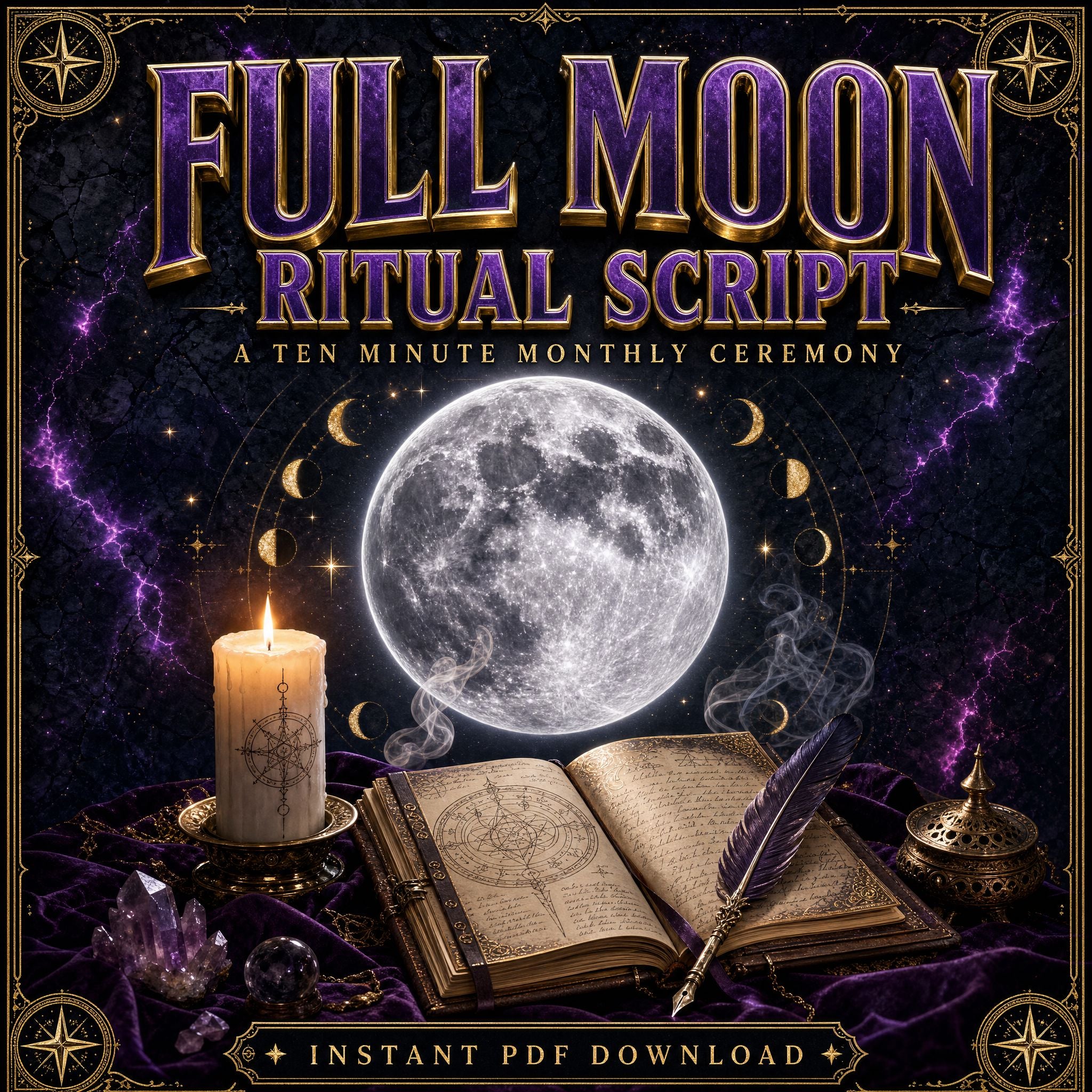 Full Moon Ritual Script (Digital Download) Instant Download DALLAS PSYCHIC AND CRYSTALS