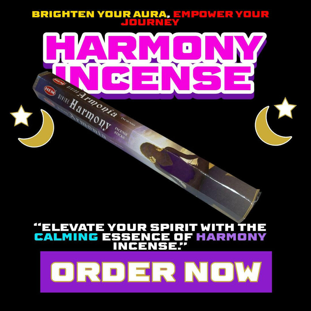 Harmony Incense box with 20 sandalwood-based sticks – calming and grounding incense for stress relief, emotional balance, and spiritual meditation from Dallas Psychic & Crystals.