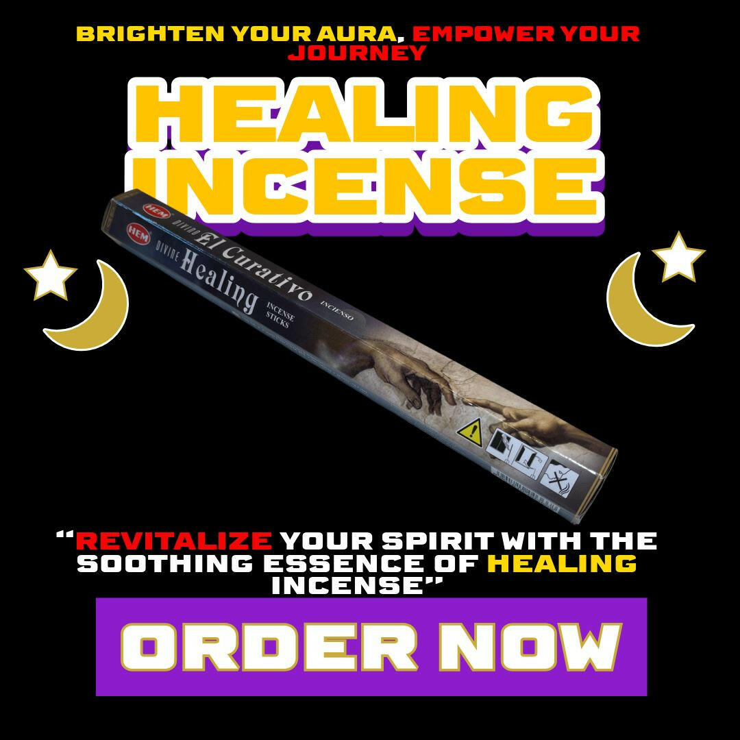 Healing Incense box with 20 sticks – used for spiritual and emotional healing, stress relief, divine connection, and aura cleansing from Dallas Psychic & Crystals.