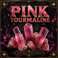 Raw pink tourmaline crystals, glassy rose pink columns with fine vertical striations along their length.