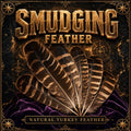 Turkey smudging feather with banded brown and cream barring, used to fan smudge smoke.