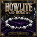 Beaded bracelet combining white howlite stones with dark metallic grey hematite beads.