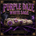 Purple Daze smudge stick, white sage dyed deep purple and bound with cotton string.