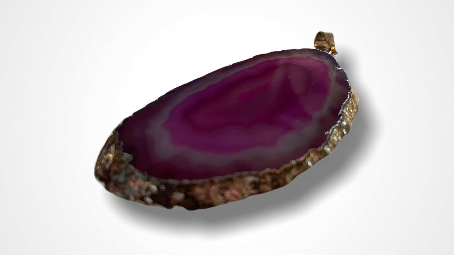Agate Slice Silver Plated Pendant.