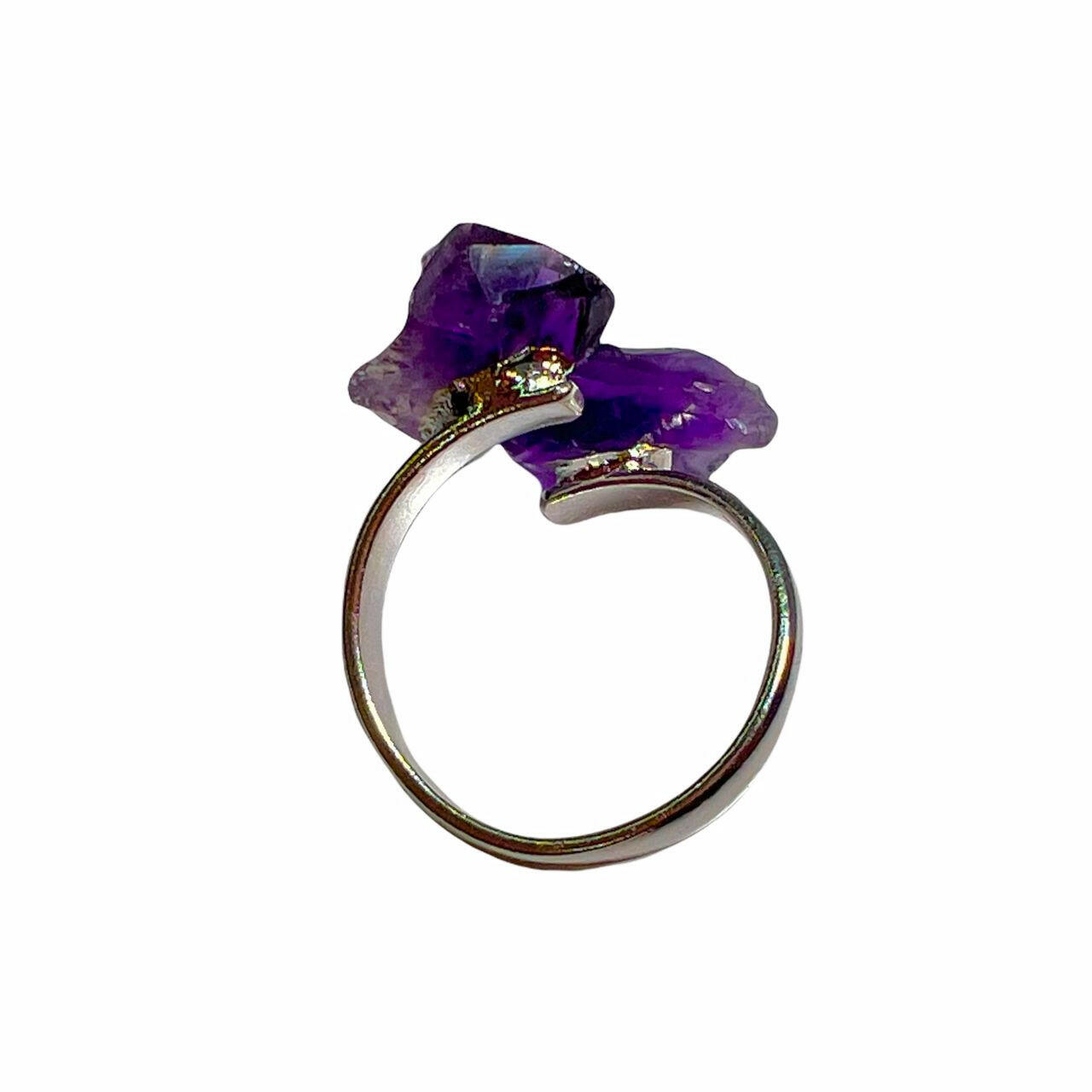 ORACLE - Large Purple Crystal Ring w Rare Trilliant 'Amethyst' Crystal –