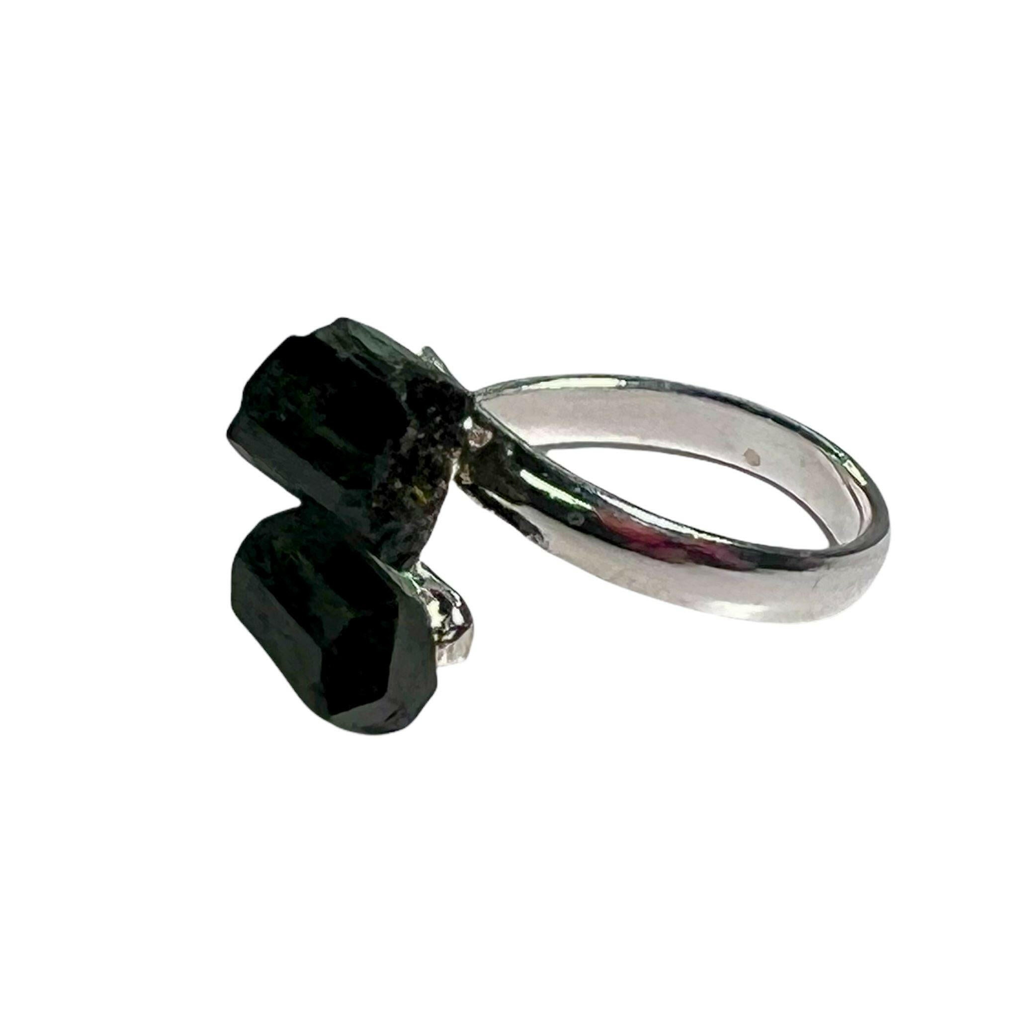 Black Tourmaline Crystal Ring.