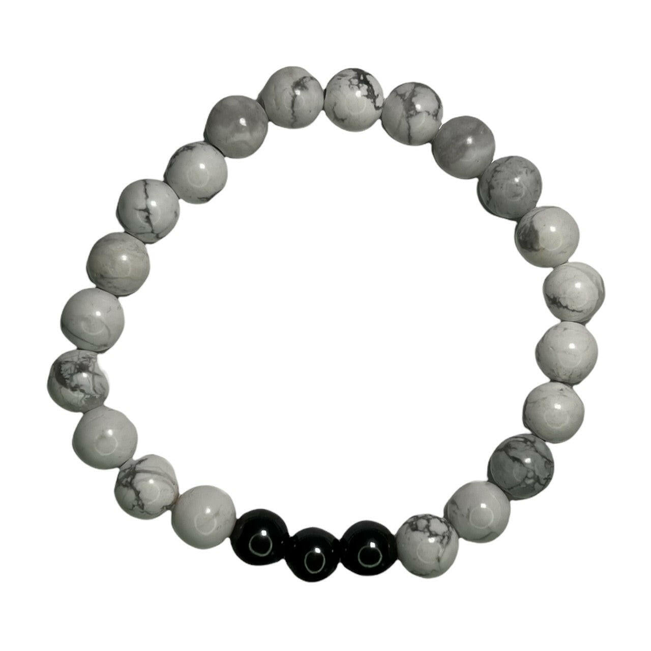 White Howlite with Hematite Metaphysical Bracelet.