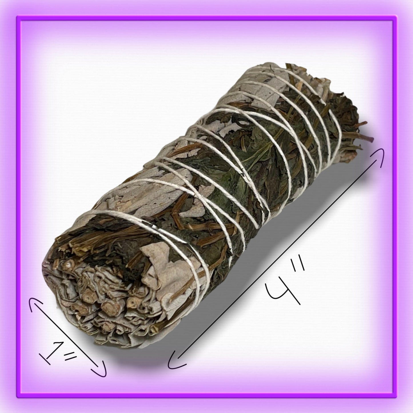 White Sage with Peppermint Smudge Stick - 4 inch.