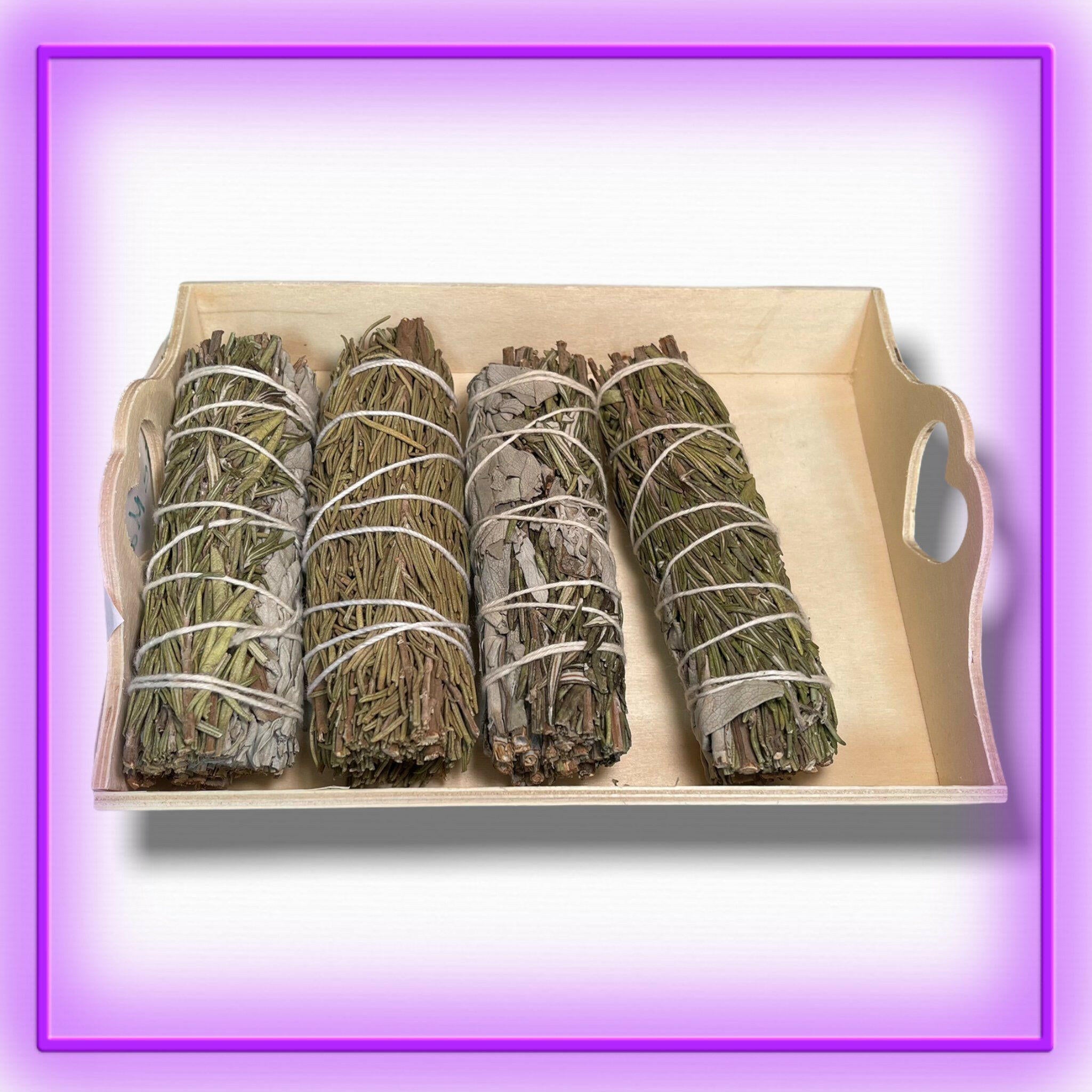 White Sage with Rosemary Smudge Stick – 4-inch handmade sage bundle with rosemary for energy cleansing, mental clarity, and spiritual healing from Dallas Psychic & Crystals.